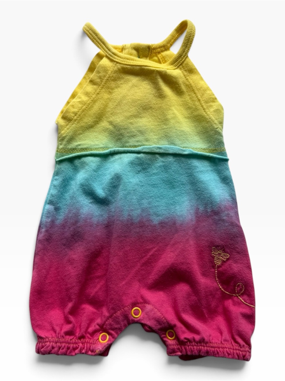 Girls' Tie-Dye Halter Romper in Yellow, Blue & Pink